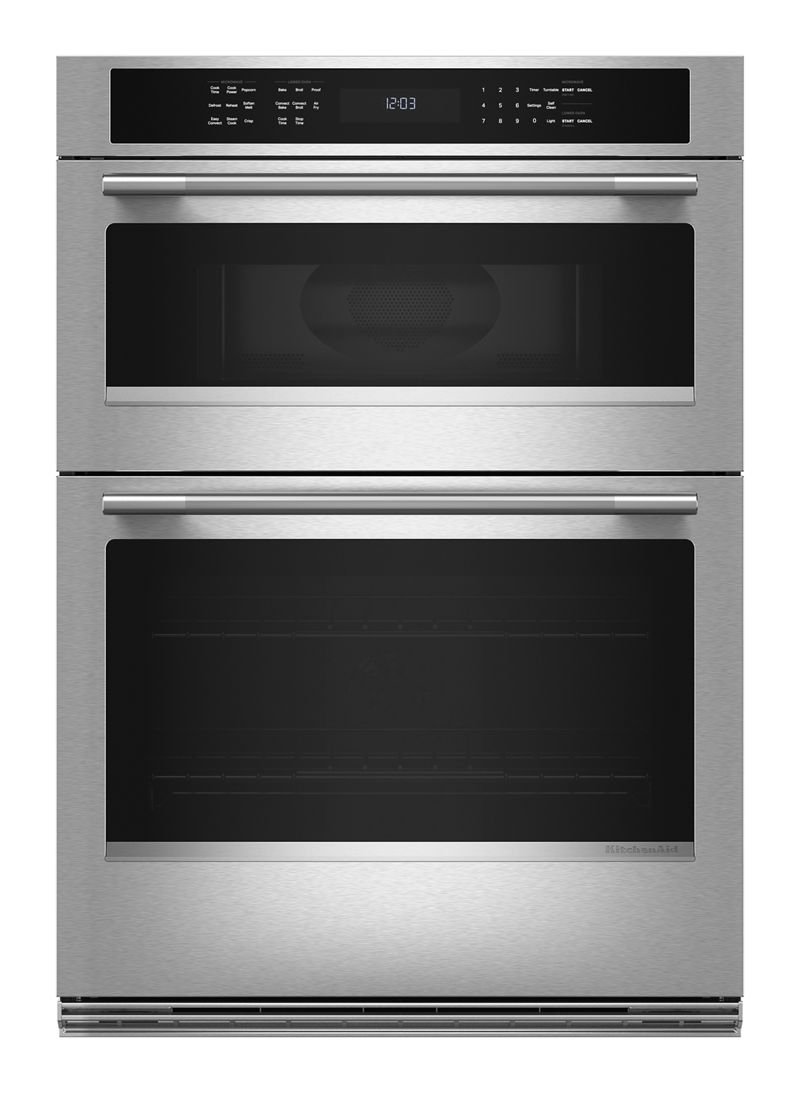KitchenAid 30 Inch Double Combination Electric Wall Oven PrintShield Stainless Steel